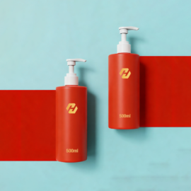 body wash pump bottle​ red/blue