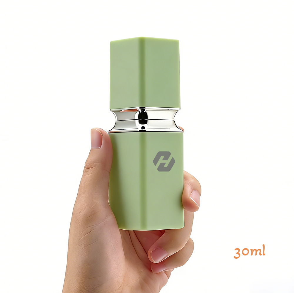 Square Foundation Bottle with Pump | 30ml Matte Glass Cosmetics Jar | Hyrun - Image 2