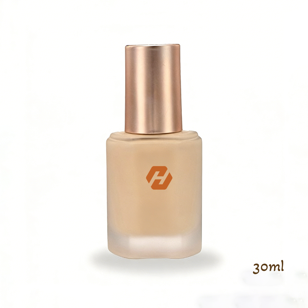 Frosted Glass Square Concealer Bottle 30ml with Precision PP Pump and Rose Gold Cap | Hyrun - Image 2